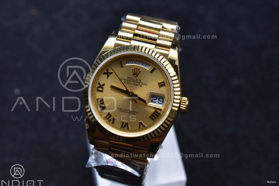 Dial President Gold (Gain Edition Steel vr3255 Bracelet with DayDate QF Mark 36 on Weight) V5 YG Roman Best 904L 0309